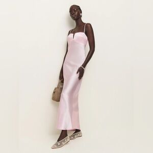 Reformation 6 NWT Brie Silk Maxi Dress Cherry Blossom Pink